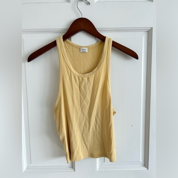 Wilfred Aritzia pale yellow heli ribbed tank top cropped size L - Picture 3 of 5